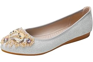 Aoikoy Chaussures Plates Fille pour Femmes Ballerines Plates Chaussures de Travail Confortable Slip-on Plat Mariage d'affaires décontractée