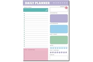 BCZR To Do List Bloc Note 210 mm × 148 mm， 60 Pages Calendrier Journalier Planificateur，Planning Journalier Sans Date, Utilisé Pour Lister Les Plans d'Études, Les Plans De Travail