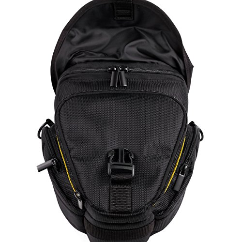 CrazyCase   Cybertech L Colt sacoche pour appareil photo reflex num  rique   SLR Camera Case en NOIR   JAUNE compatible avec  Canon EOS 5D Mark II  III  6D  7D  60D  70D  100D  650D  600D  700D  1100D  1200D  1DX  1DC   Nikon D610  D600  D800  D5300  D7000  D7100  D5100  D5200  D5300  D3100  D3200  D3300  D300S  Df  D4  D3X  D90   Sony Alpha A99  A77  A65  A58  A57  A55  A37  A380  A900  A3000  A5000  DSC-RX10  NEX-3N   Samsung Galaxy NX  NX20  NX30   PANASONIC G5  G6  GX7  GH4  GH3