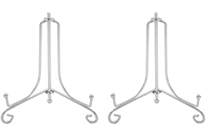 Tincogo (2 pack) 4" Iron Display Stand, Sliver Small Iron Easel Plate Display Photo Holder Stand, Displays card,cookie, Decorative Plates,Artwork