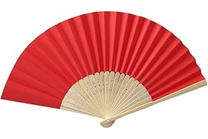 Yukiyi Éventail pliable en tissu pour femme fait à la main - Pour danse, accessoire de séance photo, de mariage, décoration murale - Rouge