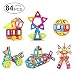 Produktbild Mini Magnetische Bausteine, 84 Stück Satz Konstruktionsbausteine Spielbausteine für Kleinkinder und Eltern, 48 Magnetische Bausteine + 38 Nicht Magnetisch Zubehör