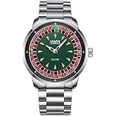 MARK FAIRWHALE Casino Roulette Dial Men's Watch, Stainless Steel Band, Silver Green, 43mm, Quartz Movement, Water Resistant 3