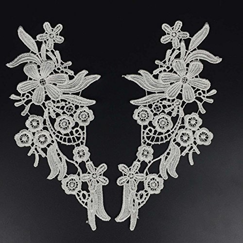 1pair Vintage Spitzenkragen Brautkleid Spitze Applique Bestickte Spitze Stoff - 2
