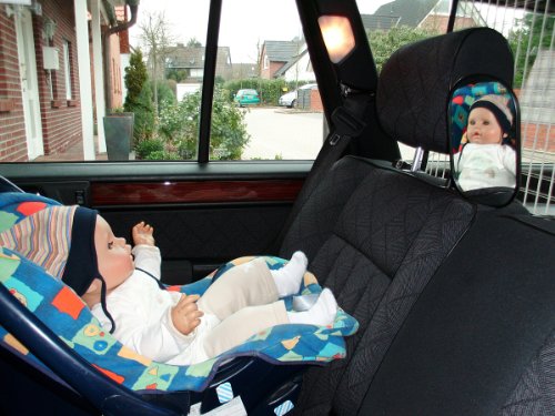 BebiVista Babyschalenspiegel – Rückspiegel (175 x 110mm) um Babys in Babyschalen oder Reboardern zu beobachten – hochwertiges Sicherheitsglas – optimaler Blickwinkel durch einzigartige solide Befestigung seitlich der Kopfstütze – Made in Germany - 5