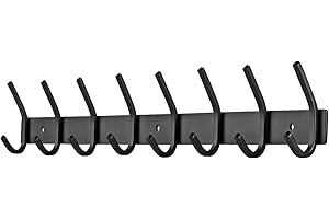 JOLY FANG Wieszak ścienny na płaszcze, wieszaki na drzwi płaszcze ze stali nierdzewnej wieszak ścienny do sypialni łazienki kuchni (8-haczyk, czarny)