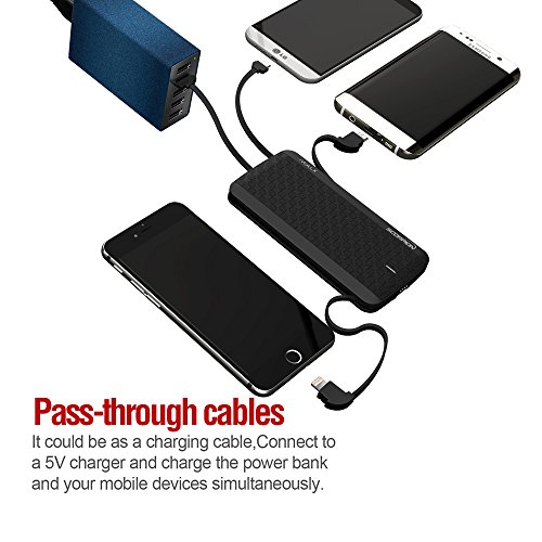 iWalk 8000mah avec Lightning USB Type-C Et Micro USB C  bles Batterie Externe Chargeur Slim Portable Compacte Int  gr  e Power Bank pour iPhone Samsun