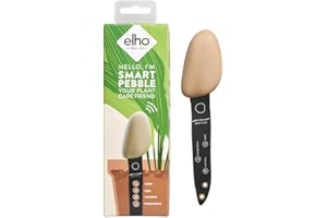 Elho Smart Pebble - Contatore Intelligente per Piante - Sensore di umidità, Luce e Fertilizzante per Interni - Cura delle Piante con App - L 4,0 x P 5,0 x A 17,3 cm - Marrone/Marrone Terroso