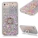 Produktbild CESTOR Glitter Flüssigkeit Hülle für iPhone SE,Mode Luxus Flüssig Treibsand Silikon Ultra Slim Durchsichtig Hart PC Plastik mit Ring Halterung Ständer Hülle für iPhone 5/5S,Anti-Kratzer Relief Gummi Bumper Rückseite HandyHülle für iPhone 5/5S/SE,Silber Rosa