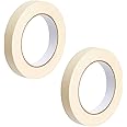 AIPL Masking Tape - 20 Meter Length 12MM / 0.5" - 2 Rolls Per Pack - Easy Tear Tape, Best for Carpenter, Labelling, Painting and leaves no residue after a peel.