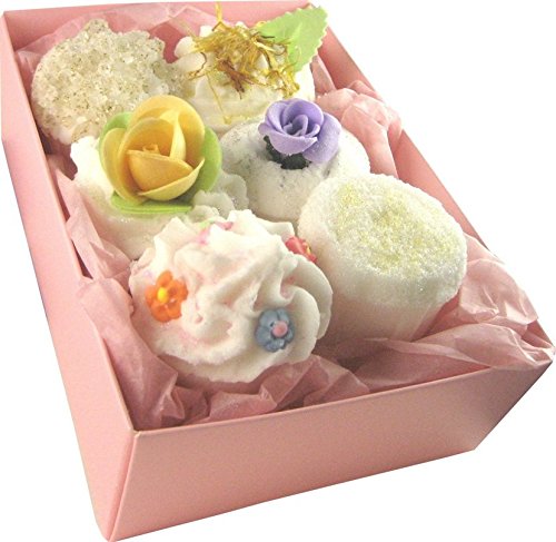 Cupcake Bath Bomb Creamers Mothers Day Gift Set For Her, Hand Made Flowery Scent with Essential Oils Gift Wrapped