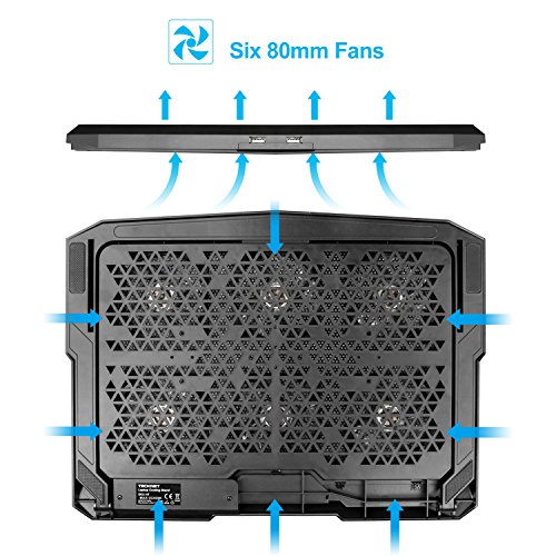 TeckNet Cooling Pad Notebook kühler mit 6 Fans bei 2000 RPM und blaue LED-Laptop Kühler passt 12 „-15,6“ - 3