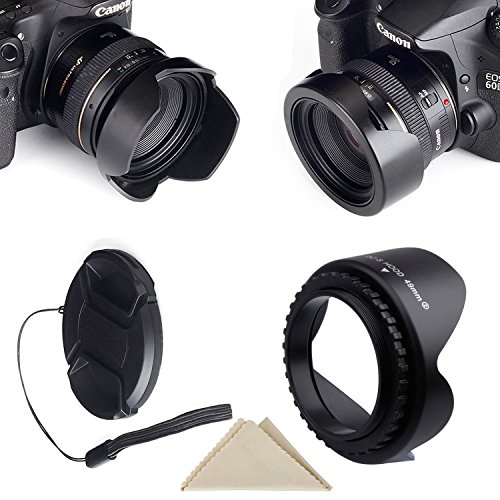 Pasway 49mm Pare-soleil Lens Hood pour Objectif R  versible   Bouchon d objectif pour Canon Nikon Sony Olympus DSLR