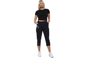 BLACK BERRY CherryBerry Women Ladies Elasticated Cotton Stretch Capri Cropped 3/4 Trousers UK 10-22 Size