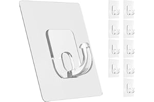 Latoxcaa Large Adhesive Hooks, 10 Pack Heavy Duty Utility Hooks for Hanging 33lb, Damage Free Sticky Hanging, No Trace Self-Adhesive Wall for Kitchen Bathroom Office Multiple Uses