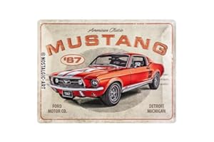 Nostalgic-Art Targhe Vintage Ford Mustang – GT 1967 Red – Idea Regalo per Accessori per Auto, in Metallo, Design Retro per Decorazione, 30 x 40 cm