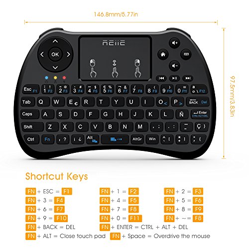 Reiie H9S Mini Teclado Inal  mbrico 2 4GHz  Dise  o Espa  ol  con Touchpad  ES-629S 