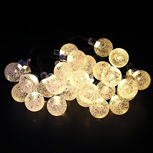 Solar String Lights, Almondcy 19.7ft 30 LED Waterproof Outdoor String Lights Solar Powered Globe String Lights for Garden, Yard, Home, Halloween Christmas Party Warm White