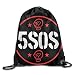 Produktbild Tasche mit Kordelzug 5 Seconds Of Summer Nylon Home Reise Sport zur Aufbewahrung, weiß, Einheitsgröße