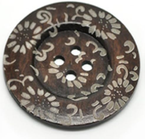 1 x Jumbo Patterned Wooden Button. 6cm diam. 4 hole Craft Button / Embellishments / Coat Button / Bag Button