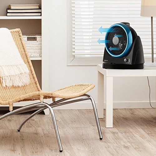 oneConcept • Windmaker • Tischventilator • Ventilator • Schwenkfunktion • Drehregler • 3 Geschwindigkeitsstufen • 6-stufig einstellbarer Neigungswinkel • sparsam im Verbrauch • 30 Watt Leistungsaufnahme • kompakt • Tragemulde • schwarz-blau - 5