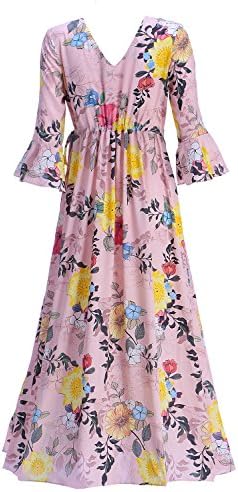 Arrisol Women's Button Up Split Floral Print Flowy Maxi Bohemian Party Dresses