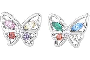 ZCSOWE Orecchini da ragazza in argento sterling 925 con zirconi sintetici 05 cm design farfalla coppia