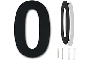 YWONOBY Gebürsteter moderner Edelstahl Hausnummer-152mm hoch-schwarze Beschichtung, schwebende Erscheinung (Nummer 0)