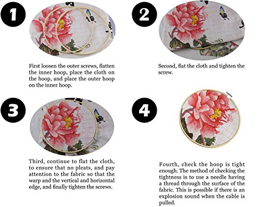 Faylapa 3pcs Stickerei Ring Stickrahmen Embroidery Bambus Hoop Embroidery Cross Stitch - 6