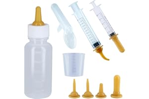 ciciment Pet Feeding Bottle,Puppy Syringe Feeder with Curved nipple for Puppy Kitten Squirrel and Other Newborn Pets Slow Feeder,10 Pack