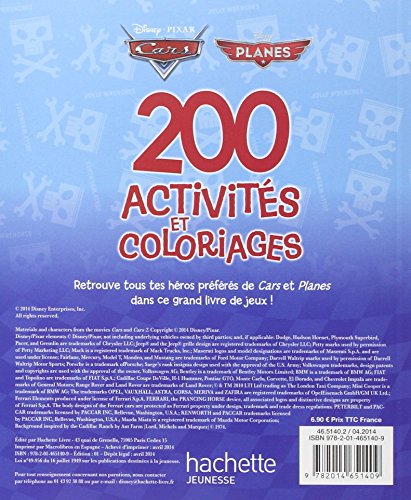 Livres Couvertures de 200 activités et coloriages Cars et Planes