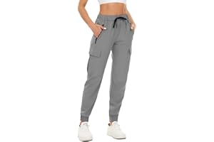 SMENG Pantalon Femmes Cargo Taille Haute Pantalons de Travail Survêtement Jogging Femmes Sarouel avec Poches