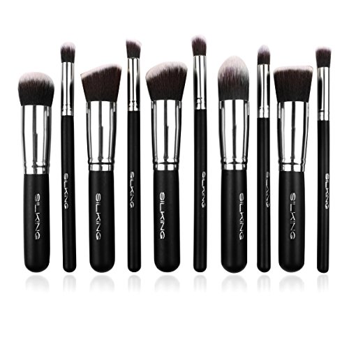 Silking 10pcs Professional Makeup Brush Set Eyebrow Shadow Cosmetic Brush Tool Kit (Silver/ Black)