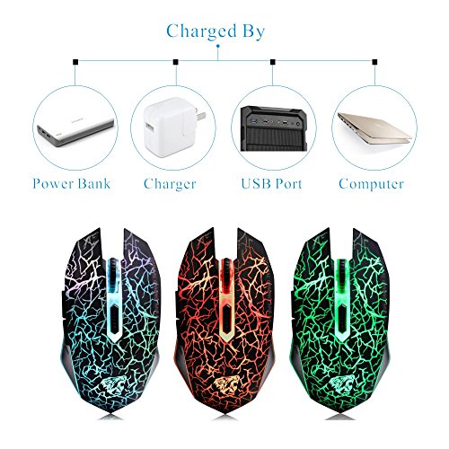 M2 kabellos wiederaufladbar Gaming Maus Optische geräuschlos Mäuse mit Nano Empfänger 6 Tasten für Mac Notebook Desktop Laptop - 5