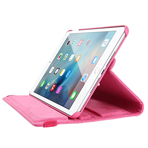 WindTeco Neu iPad 9.7 Zoll 2017 / iPad Air 2 / iPad Air Hülle – 360 Grad Rotierende Stand Smart Cover Case Schutzhülle Tasche Etui mit Auto Schlaf / Wach Funktion für Apple New iPad 9.7 inch 2017 Modell / iPad Air 2 2014 Modell / iPad Air 2013 Modell Tablet, Magenta - 4