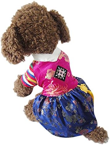Evergreens Traditional Embroidered Hanbok Girl Style Pet Dogs Dress Size S