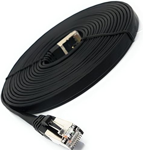 3.0M - Flat - Cat. 7 - Ethernet Gigabit Lan Network Cable ( RJ45 ) | 10/100/1000Mbit/s - For Streaming | SUHD Tv | IPTV | Desktop Pc | Servers | Laptops | Network Printers | Halogen Free / 10 Gbs - High Quality - Compatible with CAT.5 / CAT.5e / CAT.6 | Switch/Router/Modem/Patch Panel / Access Point / Patch Fields | Black