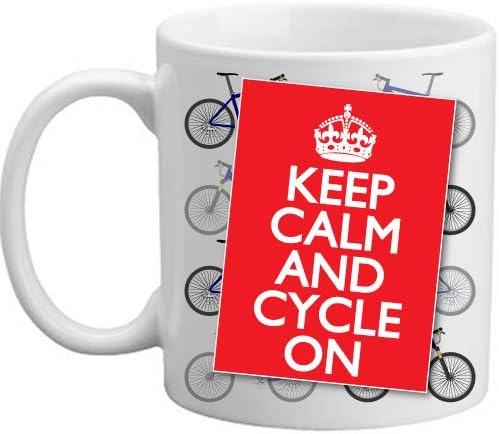 FreeLogix Keep Calm and Cycle On Novelty Cyclist Bicycle Lover Rider Double Sided Gift Mug