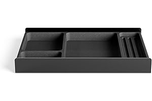 Raico Vassoio portaoggetti da scrivania con scomparti Grovemade alternativa sughero e alluminio Catchall Portapenne Cassetto per scrivania (alluminio nero + sughero nero)