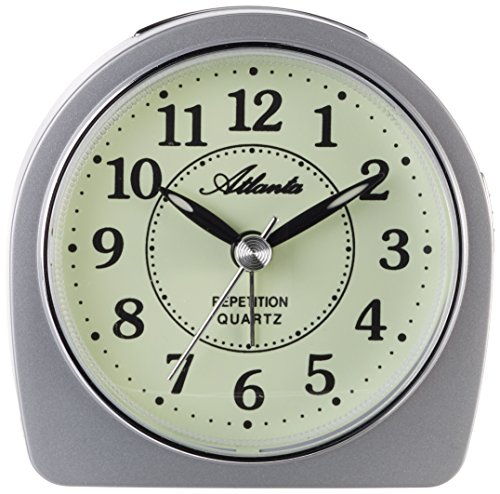 Atlanta Wecker Selbstleuchtendes Zifferblatt Ohne Ticken Quarz Silber - 1586-19
