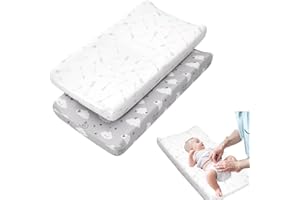 Oaygat 2 Pcs Changing Pad Cover Jersey Knit Cotton Baby Diaper Soft Changing Pad Sheets Flexible Changing Table Pad Cover Comfortable Cotton Fitted Diaper for Boys Girls