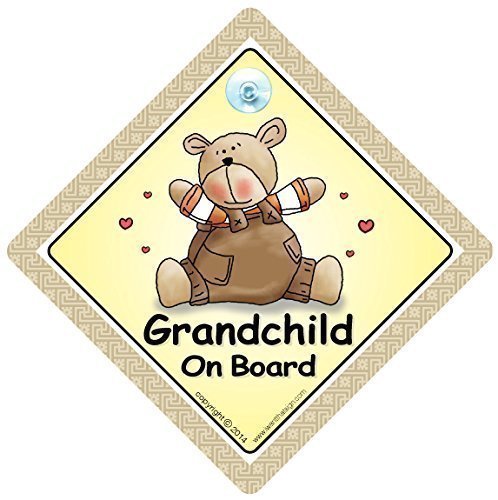 Grandchild on Board Car Sign, Grandchild on Board, Baby On Board, Unisex Baby on Board, Brown Bear Car Sign, Baby Sign, Car Sign, Baby On Board, Baby Car Sign, Bumper Sticker, Grandchildren Car Sign