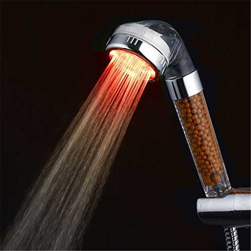 LESOLEIL Handbrause Duschkopf mit Brauseschlauch und Halterung Regenbrause Wassereinsparung Ionic Shower Filter Chlor Filtration Showerhead 3 Farben LED - 4