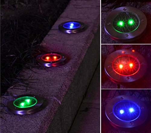 sunnymi 2LED Solar-Untergrundleuchten/Solar wasserdicht/Edelstahl und ABS/Langlebig und stilvoll/Im Freien Pfad Licht Punkt Lampe Garten Garten Rasen Landschaft (Blau)
