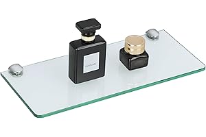 SAYAYO Estanteria Baño Pared Estante Ducha Cristal 30cm con Estante Vidrio Rectangular Transparente Estanteria Ducha Organizador para Baño y Cocina, EGBL1010R-M6-300-C-FBA