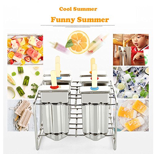 Baffect® Edelstahl Popsicle Form mit Stick Holder Eiscreme Form von 6 (Runden) - 3
