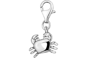 Quiges 3D Cancer Zodiac Sign Clip On Charm Pendant Silver Plated Women's Jewellery