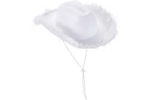 Beauace Cappello da cowboy per le donne con bordo di piuma accessori per gioco di ruolo Carnevale costume party cappllo cowboy da donna