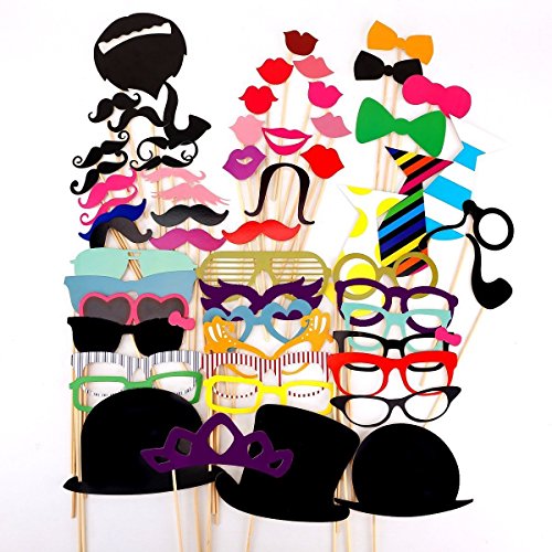 JZK® 58 x Papier photo booth props moustache mask arc lips hat photomaton déguisements pour mariage fête d'anniversaire noël halloween nouvel an et d'autres occasions différentes
