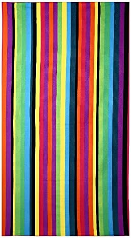 INIZI Beach Towel_39.4 * 70.9" Extra Large Microfiber Towel for Bath Swim Beach Chair Cover Multi Color Stripe Printed
